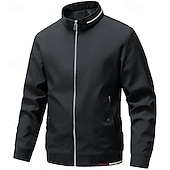 baratos Jaquetas Casuais-Homens jaqueta leve Jaqueta casual Férias Diário Bolsos Outono Inverno Tecido Moda Clássico Colarinho Chinês Padrão Preto cáqui Cinzento Casaco