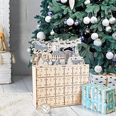 Χαμηλού Κόστους Ημερολόγιο του Α advent &amp; Δώρα Κάλτσας-Ξύλινο Χριστουγεννιάτικο Ημερολόγιο Advent Σκηνή Γέννησης Σπίτι Με Κουτιά 24 Συρταριών και Ζεστά LED Χριστουγεννιάτικη Διακόσμηση