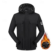 baratos Fleece &amp; Casacos 3 em 1-Homens Jaqueta Softshell Jaqueta de Trilha Casaco de lã Inverno Ao ar livre Térmico / Quente Prova-de-Água Blusas Cinzento Escuro Preto Branco Verde Tropa Laranja
