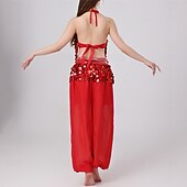 billiga Danskläder till magdans-Magdans Topp Ren Färg Tvinning Paljetter Dam Prestanda Träning Ärmlös Hög Polyester
