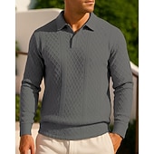 halpa Juoksupaidat ja tanktopit-Miesten Jacquard-neulepaita Vapaa-ajan poolopaidat Jakardi Pitkähihainen Topit Urheilu- ja treenivaatteet Syksy Yhtenäinen Muoti Ulkoilu Matkailu Urheilu Urheiluasut Urheiluvaatteet Musta Sininen