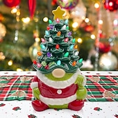 economico luci di Natale da interni-Albero di Natale nano in resina a LED con piccola foglia, luce per interni, camera da letto, studio, sala da pranzo, luce decorativa da tavolo, luce pendente, prop, batteria AAA, scatola da 8,6 * 4,7