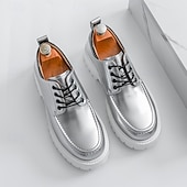 economico Scarpe Oxford-scarpe oxford nere lucide da uomo – scarpe eleganti stringate in vernice con suola spessa per feste serali, moda gotica, concerti e occasioni speciali