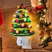 Недорогие рождественские огни в помещении-Рождественская смоляная елка, вставляющаяся в ночник, настенный светильник, светильник для кровати, светильник для кабинета, спальни, столовой, рождественский декоративный светильник с вилкой ЕС/США