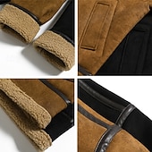 levne Faux semišové bundy-Pánské Bunda z umělého semiše Zimní bunda Šerpa bunda Dovolená Denní Zahřívací Kapsy Fleece Podzim Zima Bez vzoru Módní Šik ven Klopa Standardní Černá Hnědá Saka