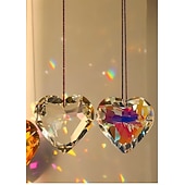 economico Sculture-5 pezzi di acchiappasole a forma di cuore, prisma, ciondoli di cristallo, decorazioni per lampadari, ornamenti per finestre, acchiappasole, accessori per la casa, da appendere, set regalo con riflessione della luce.