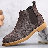 abordables Bottes de Chelsea-Bottines Chelsea grises pour hommes avec détails brogue à bout d&#039;aile, style vintage élégant pour les mariages, le travail et les occasions semi-formelles