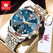 cheap Quartz Watches-The New Olevs Men&#039;S Business Watch With Luminous Calendar Small Three-Hand Moon Phase Display Multi-Functional Quartz Watch Waterproof Casual And Fashionable Men&#039;S Sports Wristwatch