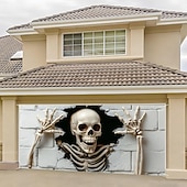 halpa Halloweenin autotallin ovipeite-halloween-autotallin oven suojus valkoinen kallo roikkuva seinävaate kummitustalon koristelu kammottava ulkokäyttöön halloween-sisustus aavemainen kauhujuhlatarvikkeet piha puutarha autotallin