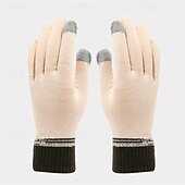 baratos Gorro-Homens Gorro Chapéus de inverno Gorros Conjunto de chapéu e luvas Gorro de inverno Caqui Cinzento Claro Fibras Acrilicas 3 Peças Tricotado Aconchegante Roupa Diária Para Noite Bloco de cor Quente