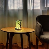 זול תאורה מקורה-מנורת סביבה בהשראת טבע יער מנורת שולחן סביבה ביער לקריאה עץ שרף צנצנת תאורת לד לסלון חדר שינה עיצוב משרד ביתי