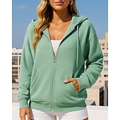 abordables Sudadera &amp; Sweatshirt-Mujer Sudadera con capucha Chaqueta con cremallera Con bolsillos Manga Larga Camiseta Ropa Deportiva Otoño Color sólido Resistente al Viento Templado Senderismo Al Aire Libre Viaje Ropa de deporte