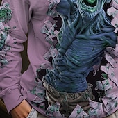billiga Pojkes Halloween kostymer-Halloween pojkars t-shirt med 3D-dödskalle långärmad vår höst mode grundläggande barn 4-12 år rund hals utomhus casual daglig normal passform