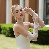preiswerte Handschuhe-Tüll Ellbogenlänge Handschuh Elegant / Stilvoll / Einfach Mit Unifarbe Hochzeit / Party-Handschuh