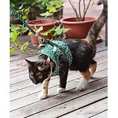 cheap Home Supplies-Cat Dogs Vest Harness and Leash, Anti-Break Away Chest Strap, Cats Clothes, Breathable Cat Harness Set, Escape Proof Soft Adjustable Vest Harnesses for Cats for Girl &amp; Boy Cat Walking