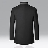 preiswerte Herren-Blazer &amp; -Anzüge-Herren Parka Trenchcoat Urlaub Täglich Herbst Winter Polyester Winddicht Oberbekleidung Bekleidung Mode Klassisch Einfach Tasche Stehkragen Einreihig