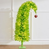 cheap Indoor Christmas Lights-Whimsical Christmas Tree - 90/150cm Artificial Grinchs Christmas Tree with Lights - LED Lights/Stand - Perfect for Christmas Decorations Indoor/Party Decoration