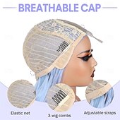 economico Parrucche da festa-parrucca blu lunga parrucca azzurra per donna in fibra sintetica resistente al calore onda completa 3d colore alla moda per cosplay &amp;uso quotidiano