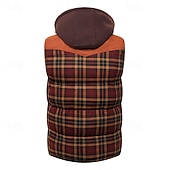 economico Gilet Puffer da Uomo-Per uomo Gilet imbottito Gilet Vacanza Quotidiano Data Moda Casual Autunno Inverno Tasca Poliestere Caldo Confortevole Plaid Cerniera Con Cappuccio Vestibilità regolare Rosso Verde Verde militare