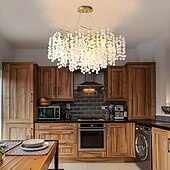 baratos Luzes pendentes-lustre de cristal 6 lâmpadas 23,5 in/ 8 lâmpadas 31,2 in moderno lustre de ouro ramos de iluminação restaurante lustre pingo de chuva lâmpadas penduradas ac110v ac220v