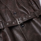 economico Trench da uomo-Per uomo Trench in finta pelle Cappotto da marinaio Trench Vacanza Quotidiano Primavera Autunno PU Antivento Capispalla Abbigliamento Moda Classico Semplice Tasca Bavero Monopetto