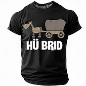  Maglietta Grafica Divertente HÜ BRID Carrozza di Cavallo per Uomini - Gioco di Parole Pun a Maniche Corte
