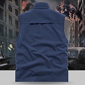 preiswerte Herren Angelweste-Herren Outdoor-Weste Weste Angelweste Outdoor Täglich Mode Lässig Frühling Herbst Tasche Polyester Bequem Einfach Reisverschluss Stehkragen Normale Passform Schwarz Rote Khaki Armeegrün Weste