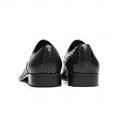 ieftine Mocasini din piele premium-Pantofi eleganți bărbătești din piele naturală de vacă, cu model de crocodil negru și broderie aurie – mocasini formali de lux pentru afaceri, nunți și banchete