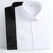 cheap Men&#039;s Non Iron Shirts-Men&#039;s Shirt Dress Shirt Non Iron Shirt Button Up Shirt Plain Formal Wedding Wine+Blue White+Black White+Blue Orange+Black Long Sleeve Lapel Spring &amp;  Fall All Seasons Clothing Apparel