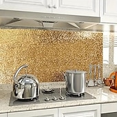 baratos Utensílios &amp; Aparelhos de Cozinha-2 rolos de adesivos para backsplash de cozinha, papel de parede autoadesivo de folha de alumínio - resistente ao calor 450 ° F, à prova de óleo, à prova d'água, fácil de cortar para armários, fogões,