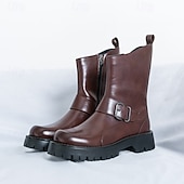 Χαμηλού Κόστους Φόρεμα μπότες-ανδρικές μπότες μόδας από PU δέρμα μεσαίου μεγέθους και αγκράφα | χοντρή σόλα για αστικό στυλ και ανθεκτικότητα