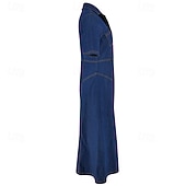 ieftine Rochii Denim-Pentru femei Rochii Midi Rochii din denim Rochii Tip Cămașă Rochie casual Modă Modern În aer liber Zilnic Ieșire Fit regulat Simplu Manșon scurt Guler Cămașă Albastru Închis Primăvară Toamnă