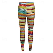 preiswerte -Damen Hosen Hose Leggings Gemütliche Leggings Streetwear Lässig Volle Länge Hohe Taille Gestreift Elastischer Bund Druck Atmungsaktivität Bequem Dehnbar Urlaub Straße Alltagskleidung Schwarzgrau