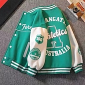 billiga Pojkars basebolljackor-Barn Unisex Baseballjackor Ytterkläder Färgblock Långärmad Komfort Knappar Mjukt Täcka Utomhus Mode Dagligen Svart Grön Vår Höst 4 år +