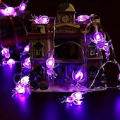 abordables Halloween en Plein Air-Guirlande lumineuse solaire d&#039;extérieur en forme d&#039;araignée et de chauve-souris, imperméable, 6,5 m, 30 LED, 8 modes d&#039;éclairage, idéal pour un jardin, un balcon, une clôture, un porche ou une fête