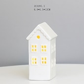 abordables 123496-Veilleuse LED électronique creuse en céramique blanche pour Noël, luminaire décoratif d&#039;intérieur, idéal pour un salon, une chambre à coucher, une cuisine, un bureau ou un bureau, avec 3 piles LR44