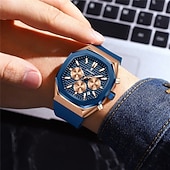 olcso Quartz órák-poedagar üzleti karóra férfiaknak vízálló, világító kronográf dátum férfi karóra szilikon szíjas kvarc férfi karóra 893