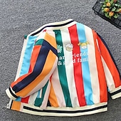 billige Guttas baseballjakker-Barn Unisex Baseballjakker Yttertøy Fargeblokk Langermet Glidelås Lomme Komfort Myk Frakk utendørs Mote Daglig Rosa og Blå Vår Høst 4 år +