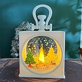 billiga inomhus julbelysning-1 st 12,3 * 9,5 cm jul-LED-ljusremsa med upplyst handhållen lampa jultomten snögubbe ren julgran inomhus- och utomhusbordsdekorationslampa AG13 * 3 batterier