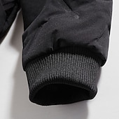 cheap Men's Downs &amp; Parkas-Men's Winter Jacket Quilted Jacket Fleece Jacket Parka Pocket Polyster Fleece lined Vacation Daily Wear Date Regular Fashion Casual Comfortable Thermal Warm Fall Winter Solid / Plain Color Black