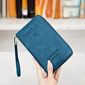 זול אחסון וארגון-ארנק דרכון rfid רב תכליתי עור נשים ארנק מסמכי נסיעות ארנק גדול קיבולת פשוט אופנתי רב תכליתי מארגן כרטיסים ארנק קלאץ&#039; לשימוש יומיומי