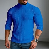 economico T-shirt in maglia a coste-Per uomo Maglietta Maglietta a Maglia a Coste Camicia a Maniche Lunghe Finto dolcevita Manica Lunga Dolcevita Primavera Autunno Inverno Semplice Striscia di Fossa Moda Designer Essenziale Lavoro a