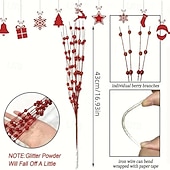 olcso Koszorúk, Girlandok és Díszek-15 db karácsonyi csillámos dísz, arany csillogó golyók és fényes bogyók, műpisztácia karácsonyfára, ünnepi parti dekoráció