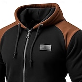 abordables Hoodie Tactique-Homme Sweat à capuche Sweat à capuche zippé intégral Sweat à capuche en polaire Sweat à capuche tactique Noir bleu marine Kaki Gris Clair À capuche Uni Fermeture éclair Sport &amp; Loisir Occasionnel
