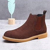economico Stivali Chelsea-stivaletti chelsea da uomo in pelle scamosciata marrone con pannelli laterali elastici: eleganti stivaletti alla caviglia per abbigliamento casual, smart-casual e da ufficio