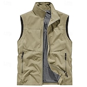 preiswerte Herren Angelweste-Herren Outdoor-Weste Weste Angelweste Outdoor Täglich Mode Lässig Frühling Herbst Tasche Polyester Bequem Einfach Reisverschluss Stehkragen Normale Passform Schwarz Rote Khaki Armeegrün Weste