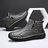 abordables Bottines-Homme Bottes Rétro Marche ancien Quotidien PU Confortable Bottes Mi-Mollet Mocassin Brun foncé Noir Gris Printemps Automne