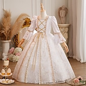 Недорогие Платья-Рококо Стимпанк маскарадный Макси Костюм для вечеринки Аксессуары Летучая мышь Принцесса Бант Ретро С пышной юбкой Точка Маскарадный костюм Девочки Королевский Рождество Хэллоуин Карнавал