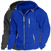 abordables Sweat à capuche en polaire-Homme Sweat à capuche Sweat à capuche zippé intégral Sweat à capuche en polaire Sweat à capuche doublé en polaire Noir + gris clair Bleu marine + noir Vin + gris foncé Vin+Noir Vert + Kaki À capuche