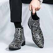 abordables Bottes de Costume-Bottines Chelsea à bout pointu en similicuir imprimé serpent pour homme – Chaussures de soirée, de scène et de soirée